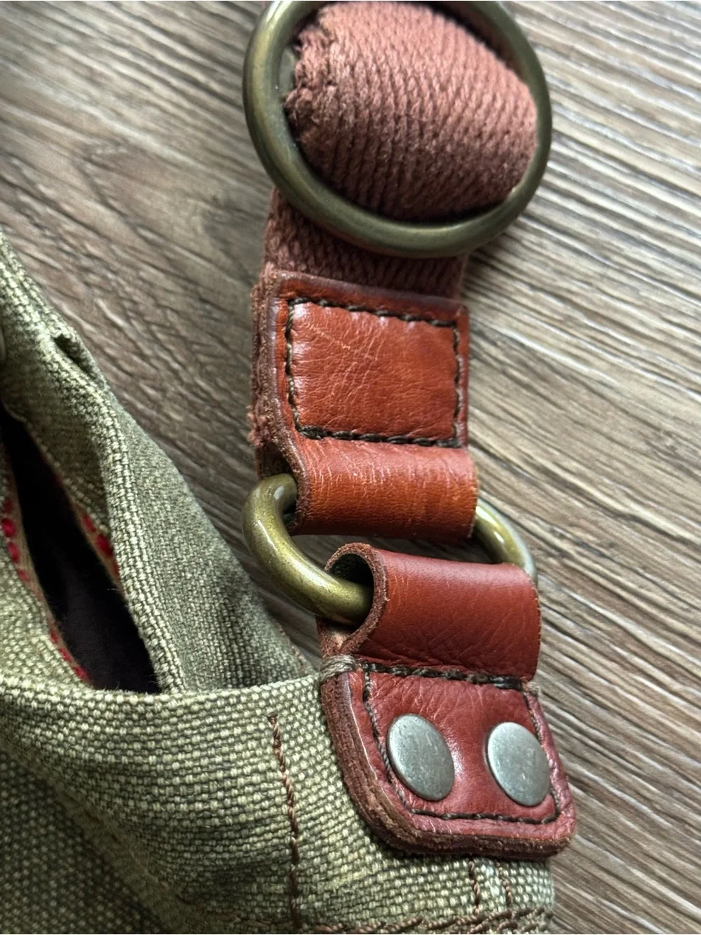 Lucky Brand Vintage Canvas Messenger Bag with Leather Accents  Unisex